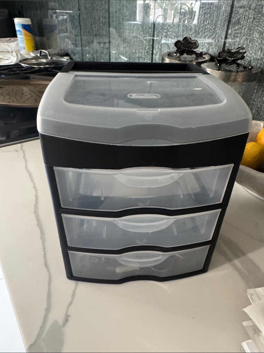 Black & Clear 3-Drawer Plastic Organizer - Compact Home Storage